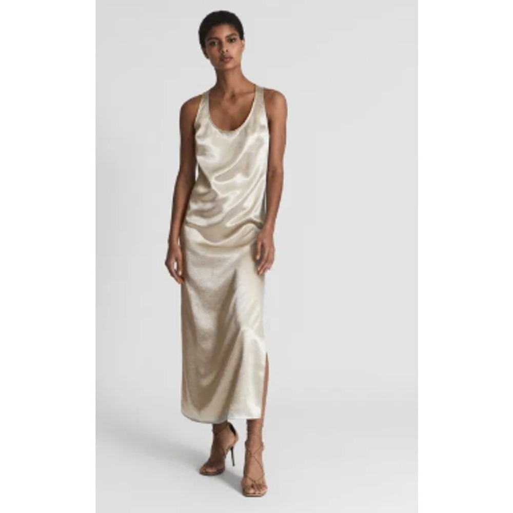 REISS Lottie Metallic Maxi Dress Size 6 New with Tags - Picture 1 of 12